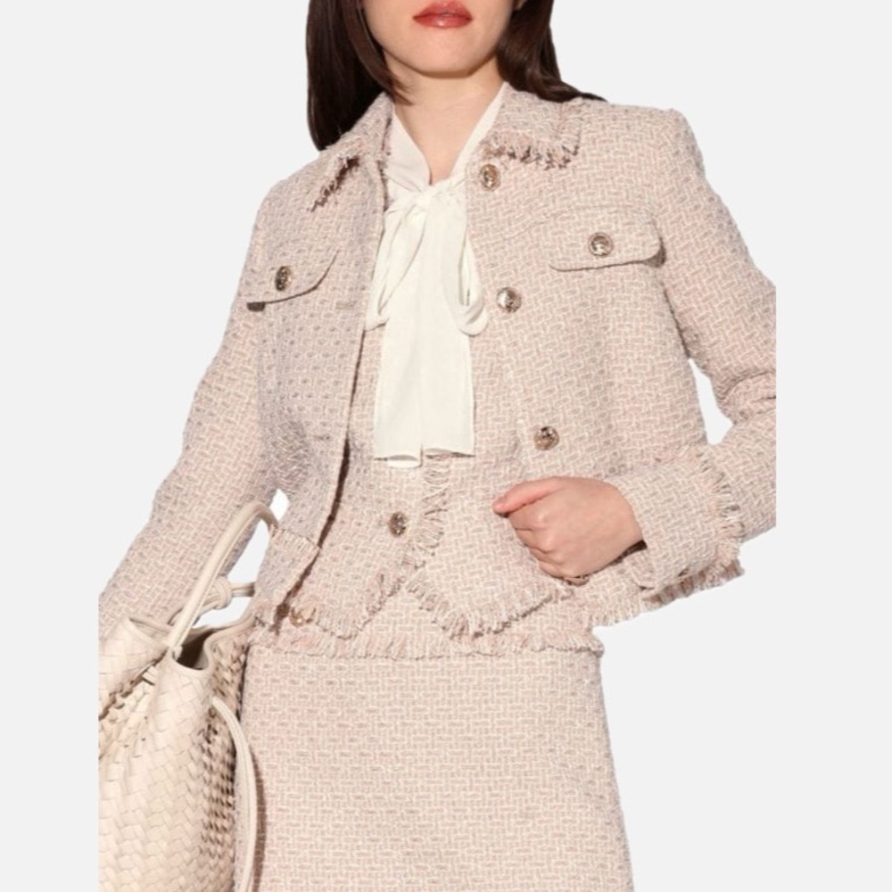 WALTER BAKER Declan Baja Tweed Boxy-Fit Jacket cream color - Picture 2 of 15